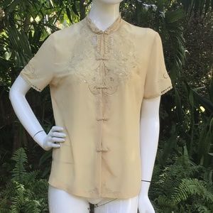 Vintage silk embroidered Chinese Blouse